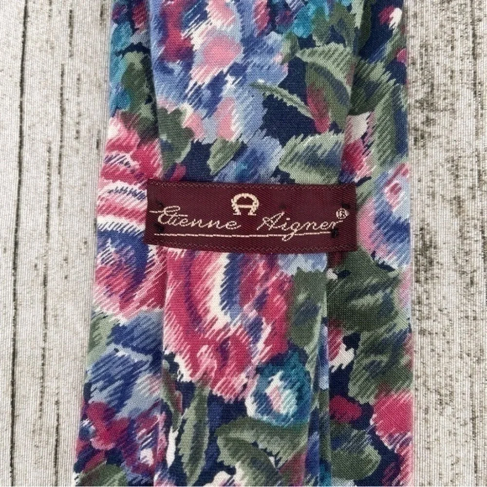 Vintage Etienne Aigner Tie Floral Necktie